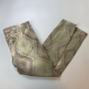 CURRENT/ELLIOTT Jeans Womens 28 Stiletto Army Green Navajo Ankle Southwest USA